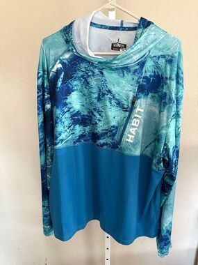 Habit Aqua and Teal Marbled Performance Hoodie